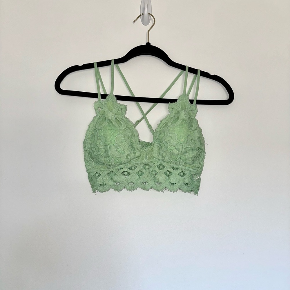 Anemone Green Crochet Bralette